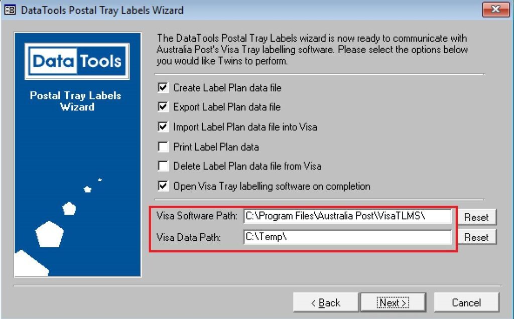 twins traylabel export